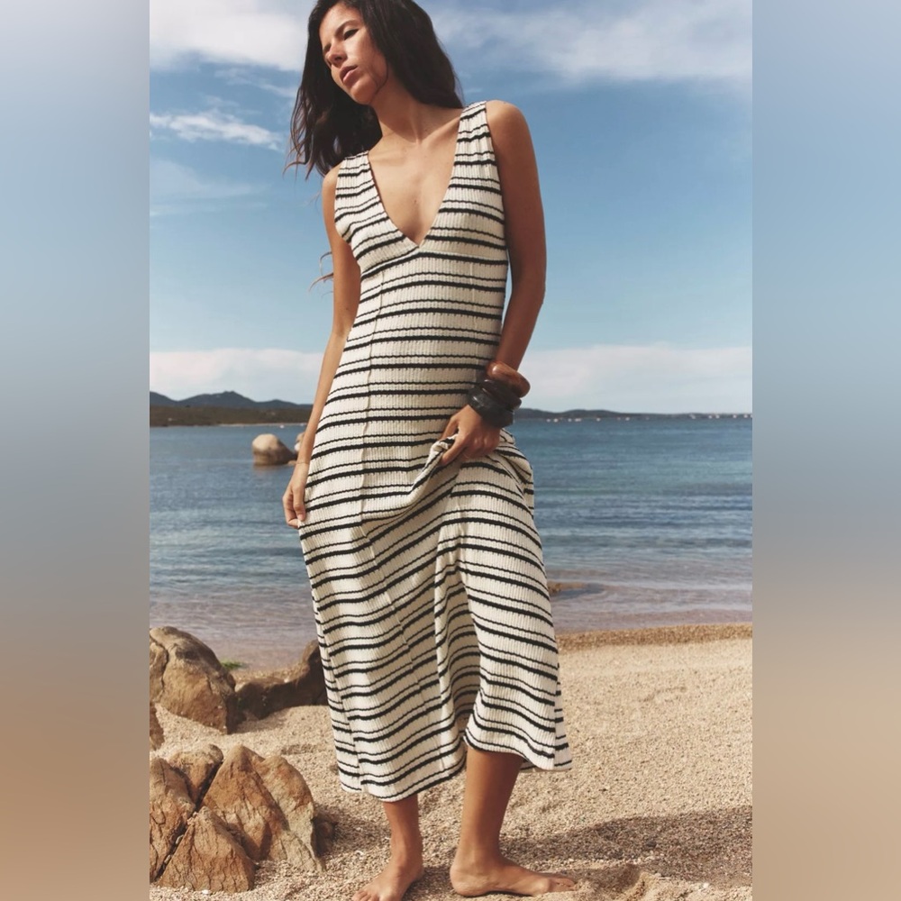 NWT Zara Rustic Midi Dress - Picture 2 of 5